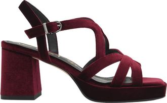 Azarey Velvet Sandals with Wide Heel and Platform, Bordeaux 00, 8.5 UK