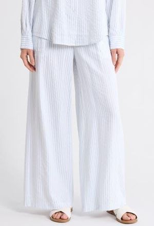 Splendid Stripe Palazzo Capri Pants in Country Air/White at Nordstrom Rack, Size X-Large
