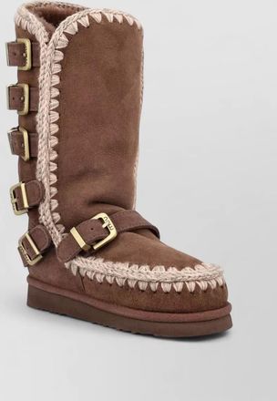 Mou sheepskin buckle-strap boots