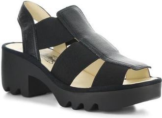 FLY London Teev Platform Sandal in Black at Nordstrom, Size 10-10.5Us