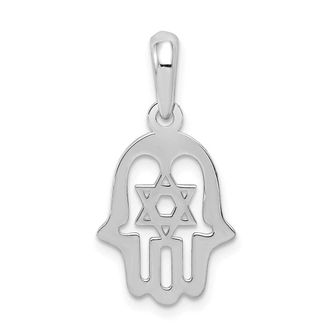 Diamond2Deal 14k White Gold Star of David Chamseh Pendant