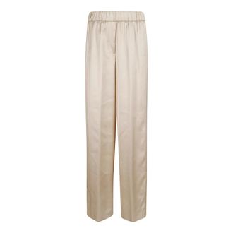 PESERICO Peserico, Wide Trousers, female, Beige, Size: S Pantalone Raso di Viscosa