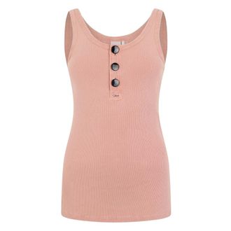 Chlo&eacute; Sleeveless Tops, female, Pink, Size: M Cotton Ribbed Tank Top