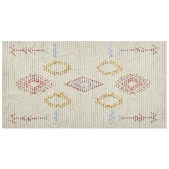 Beliani Alfombra De Algod&oacute;n Beige Rosa Azul Amarillo 80 X 150 Cm A Mano Geom&eacute;trico Bettiah