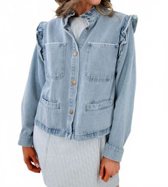 Fate Ruffle-Trim Denim Jacket In Light Wash