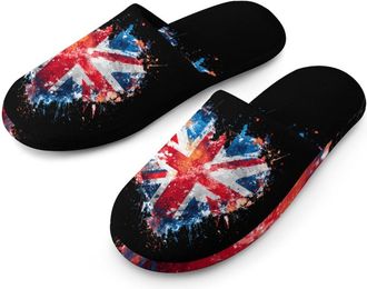 Generic Heart United Kingdom Flag Splash Mens House Slippers Slip Indoor Slipper On Shoes Warm Outdoor