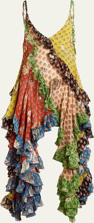 Etro Asymmetric Ruffle Midi Dress