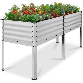 Best Choice Products 72x24x30in Non Toxic Elevated Galvanized Metal Garden Bed Corner Protectors