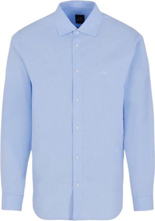 A|X Armani Exchange Shirt met lange mouwen - Heren - Casual Overhemden - Blauw - M - Katoen - Overhemden