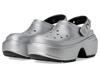 Crocs Stomp Clogs Slippers Silver : Mens 3 - Womens 5 Medium, Rubber/Synthetic