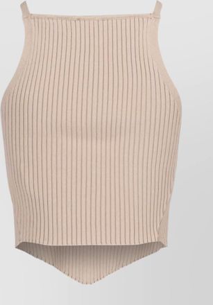 Courr&egrave;ges ribbed sleeveless asymmetric knitted top