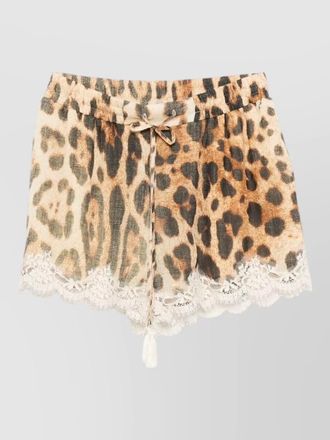 Ermanno Scervino shorts animal print lace trim tassel