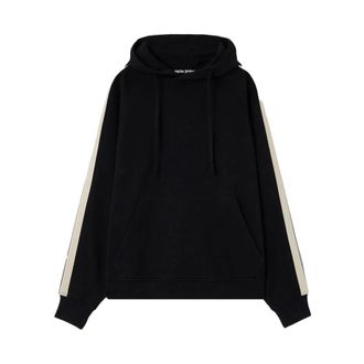 Palm Angels Curved Logo Track Hoodie - male - Palm Angels - Hoodies - Black - S - Sweatshirts & Hoodies