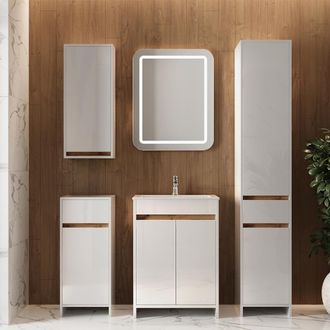 Vicco Conjunto De Muebles De Ba&ntilde;o Lemgo, Blanco Alto Brillo, Juego De 5