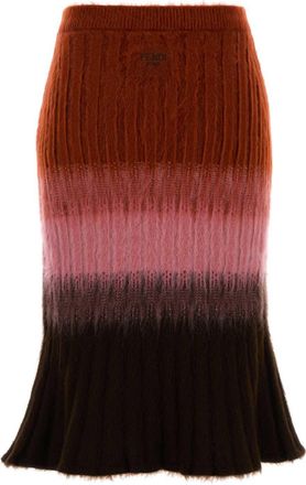 Fendi Womens Wool Skirt Rust Mohair Nylon