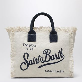 MC2 Saint Barth White/blue Colette cotton bag