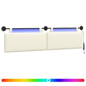 vidaXL Cabecero Colgante Con Luz Led Crema Tela De Pana Vidaxl