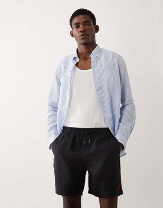 Polo Ralph Lauren Pantaloncini neri in lino tinto in capo-Nero