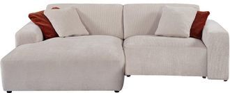 VENTE-UNIQUE.COM Sof&aacute; rinconera terciopelo 4 plazas beige 254x161cm