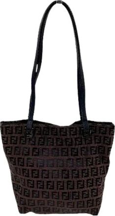 Fendi Pre-owned Tote Bags, female, Brown, Size: ONE SIZE Pre-owned Zucchino Canvas Leather Handbag