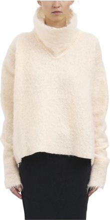 Marc Le Bihan High Neck Mohair Sweater - Dames - Coltruien - Wit - M - Wol - Truien & Vesten