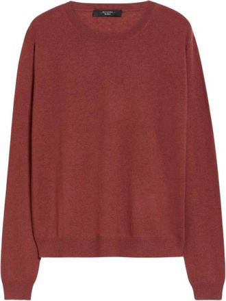 Max Mara Rondgebreide trui - Dames - Ronde hals truien - Rood - 2XL - Wol - Truien & Vesten