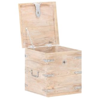 Berkfield Home Chest 40x40x40 cm Solid Acacia Wood in Light Brown | Size: 40 x 40 x 40 cm