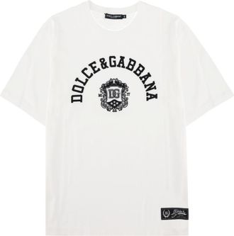 Dolce & Gabbana White Graphic Crew Neck T-Shirt