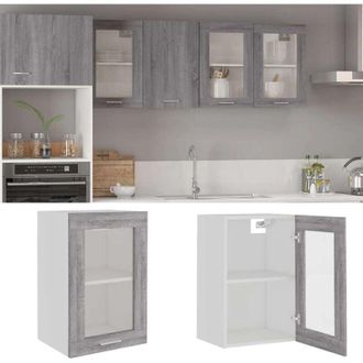vidaXL Mobile Pensile Lyon Vetro Grigio Sonoma 40x31x60cm - Vidaxl