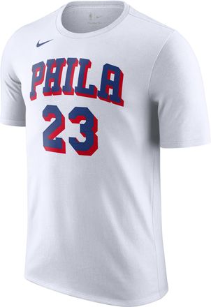 Nike Mens Philadelphia 76ers LeBron James NBA Essential T-Shirt in White | FD9806-110