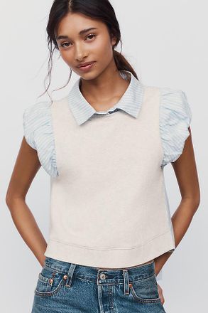 Maeve 100% Cotton Twofer Shirt Top