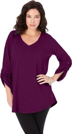 Roaman's Boyfriend Textured Tunic in Dark Berry at Nordstrom, Size 12