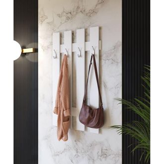 Dmora Perchero Plaus, 4 Ganchos, Instalaci&oacute;n Suspendida, Estructura Met&aacute;lica, Blanco