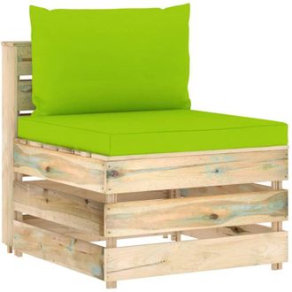 vidaXL Sof&aacute; Central Seccional Con Cojines Madera Impregnada Gris Vidaxl