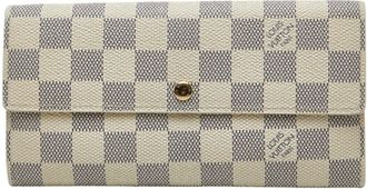 Louis Vuitton Damier Azur White Pvc Leather Long Wallet (Tri-Fold) (Pre-Owned)