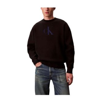 Calvin Klein Hoodies & sweatvesten, Heren, Zwart, L, Kasjmier, Klassieke kasjmier trui met ronde hals