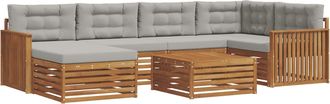 vidaXL Conjunto De Sof&aacute;s De Exterior 7 Uds. Gris Natural Y Claro Vidaxl