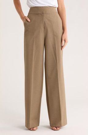 Calvin Klein Check Straight Leg Pants in Light Oak Leaf at Nordstrom Rack, Size 16