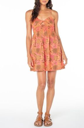 Roxy Sunrise Vibes Floral Minidress in Sugar Coral Solid at Nordstrom, Size X-Large