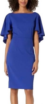 Trina Turk Cape Sleeve Dress In Royal Blue