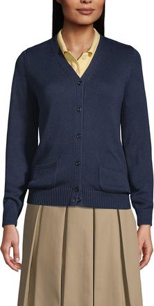 Lands End School Uniform Cotton Modal Button Front Cardigan Sweater in Classic Navy at Nordstrom, Size X-Large
