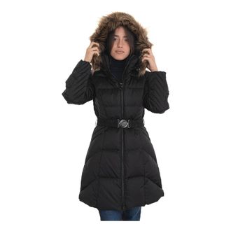 Guess Jassen, Dames, Zwart, S, Polyester, Gewatteerde jas met afneembare capuchon