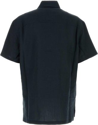 Casablanca Mens Midnight Blue Viscose Blend Shirt Carbon Exterior: Linen Maglieria Sweater