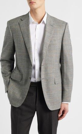 Canali Siena Regular Fit Grey Glen Check Wool & Silk Blend Sport Coat at Nordstrom, Size 40 Us