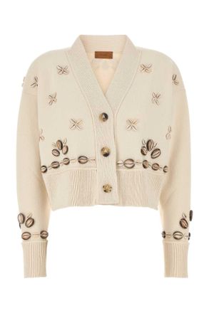 Alanui Ivory Silk Blend Oversize Ocean Dream Cardigan