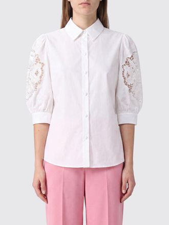 Valentino Garavani Camicia in popeline con maniche a palloncino e inserti in macram&eacute;