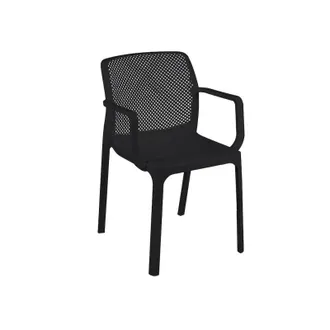 Vacchetti Vacchetti - Silla Dalian Jard&iacute;n Polipropileno Antracita Con Reposabrazos 46,5x53,5x H55 Cm