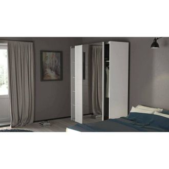 Dmora Dmora - Armario 2 Puertas Taxus, Muebles De Dormitorio, Vestidor, Armario De Ropa, 182x61 H220 Cm, Blanco Brillante