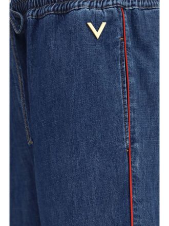 Valentino Womens Pants Wide-Leg Dark Denim Polyester Trousers