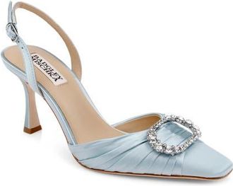 Badgley Mischka Oakville Slingback Pump in Mist Blue Satin at Nordstrom, Size 5.5